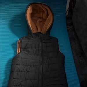 Kids Black Hooded Puffer Vest